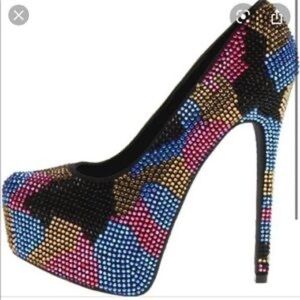 STEVE Madden dyvinal crystal rhinestone camo high heel platform Sz 7.5